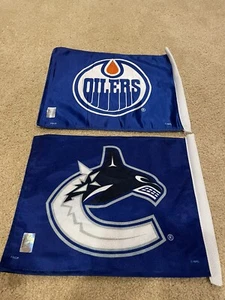 Edmonton oilers/Vancouver canucks  flag combo lot - Picture 1 of 3