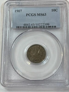 1907 Barber Dime PCGS MS63 Cert# 10222399 - Picture 1 of 5