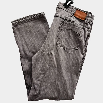 1970s Wrangler Made USA 33x31 Gray Pin Stripe Jeans 60s Vintage Denim Talon Zip - Image 1 of 4