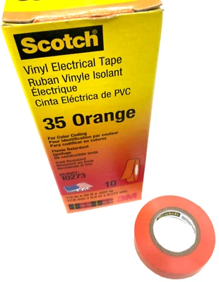 3M® SCOTCH® 35 ORANGE VINYL ELECTRICAL TAPE, 1/2” x 20’, 10-ROLLS, 054007-10273