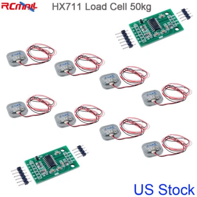 RCMALL 8pcs Load Cell 50kg Body Scale Weight Sensor + 2pcs HX711 Amplifier Module USA