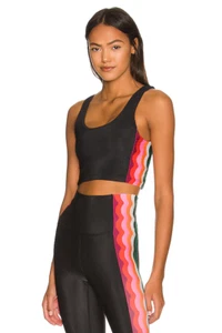 Top Megan Beach Riot negro a rayas tropicales talla L (solo sujetador) - Imagen 1 de 6