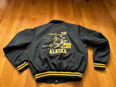 Jaqueta Vintage Rennoc L Azul Marinho Botão Completo King Salmon Alaska - Imagem 1 de 4