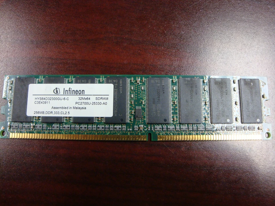 INFINEON 256MB HYS64D32300GU-6-C PC2700 333MHz 184Pin 2.5V SDRAM Memory  - Image 1 of 1