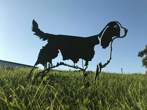 English Springer Spaniel Metal Dog Garden Art Silhouette Ornament Mild Steel - Picture 1 of 1