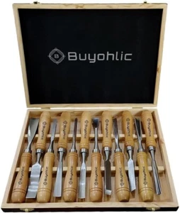 Juego de herramientas para tallar cinceles de madera para carpintería de 12 piezas - Imagen 1 de 8