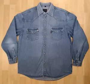 DUKE LONDON JEANSWEAR Denim Pearl Snap Shirt VINTAGE Size S Pit To Pit 22" - Picture 1 of 17