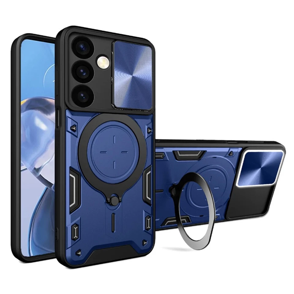 For Samsung Galaxy S24 Case TPU PC Cover Shockproof Magnetic Ring Holder Blue - Image 1 of 1