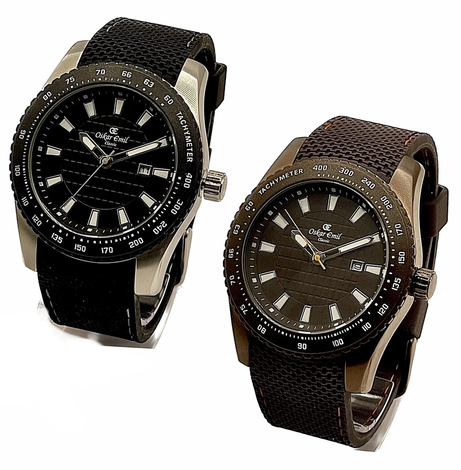 Relógio masculino Oskar Emil clássico qualidade ALASKA GRANDE - Preto/marrom - Imagem 1 de 1