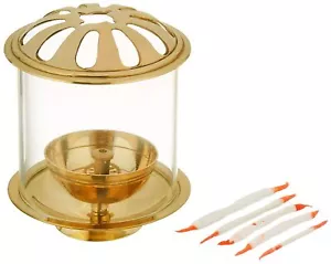 Brass Akhand Diya Table Deepak Oil Lamp Diwali Home Decoration 4.8 Inch - Picture 1 of 5