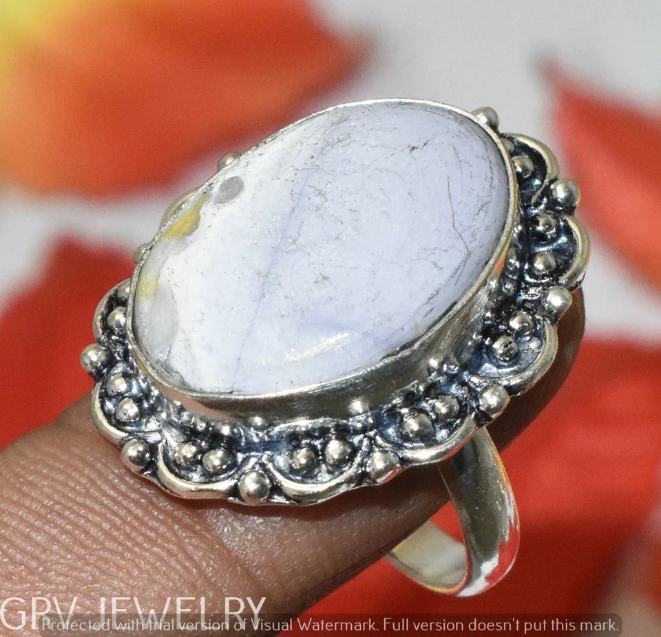 Porcelain Jasper Gemstone Ring 925 Sterling Silver Overlay Us Size 8" U300-F199 - Image 1 of 1