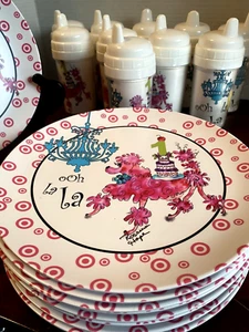 SPECIAL MADE FOR GIRL BIRTHDAY PARTY #1 BY ROSANA HOPE-WATERCOLORED PINK POODLE - Picture 1 of 13
