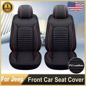 Breathable 3D PU Leather Car Front Seat Covers Protectors For Jeep Accessories - Picture 1 of 15