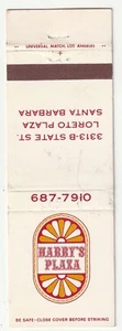 COPERTINA MATCHBOOK - HARRY'S PLAZA CAFE - SANTA BARBARA CALIFORNIA - RISTORANTE - Foto 1 di 3