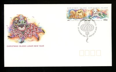 Postal History Christmas Island FDC #358-359 Lunar New Year of the Dog 1994 - Image 1 of 2