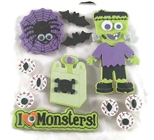 Pegatinas 3D de espuma de monstruos de Halloween con ojos movidos Foto 1 de 1