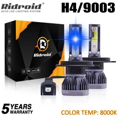 2x H4 9003 HB2 Super Bright LED Headlight Kit High Low Beam Bulb Blue 8000K Lamp - Image 1 of 4