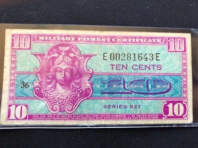 1954-1958 miltary payment certificate 10 cents***Very Rare*** - Image 1 of 4