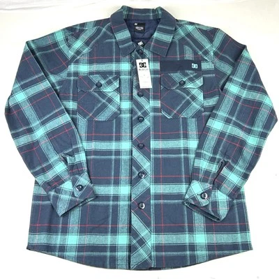 DC Shoes Qwid Blue Plaid Long Sleeve Cotton Button Up Shirt Large - Image 1 of 4