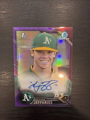 2016 Bowman Draft Chrome Daulton Jefferies Purple Refractor Auto RC 036/250 A’s - Image 1 of 2
