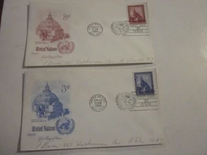 2 UN FDC 1958 GENERAL ASSEMBLY Scott #61-62 ARTMASTER CACHETS - Bild 1 von 3