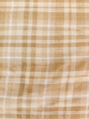 Tela a cuadros/a cuadros beige tonal, por yarda, hecha en casa Foto 1 de 2