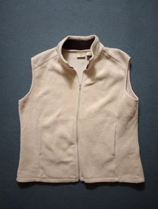 Womens Mountain Lake Beige Full Zip Fleece Vest Sz Large - Picture 1 of 4