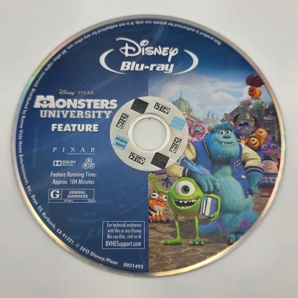 Monsters University Blu - ray 2013 Disney Pixar Animation Comedy - Image 1 of 1