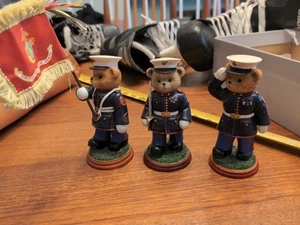 Lot 3x SEMPER FI COLLECTION HAMILTON COLLECTION BEAR MARINES Colors Dress Blues - Picture 1 of 11