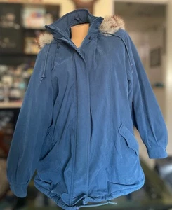 Forecaster Of Boston Blue Faux Fur Hooded Winter Coat Jacket Women’s Med - Picture 1 of 19