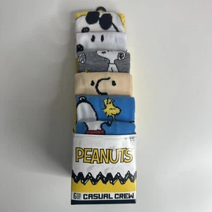 Peanuts Snoopy 6pk casual crew mens novelty socks sz 8-12 - Picture 1 of 10