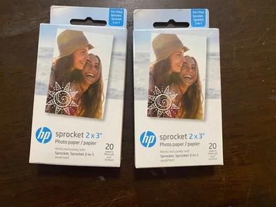 HP Sprocket 2x3" Premium  Sticky Back Photo Paper (20 Sheets) Lot Of 2 - Image 1 of 2