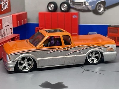 1994-2004 Chevy S-10 Custom Show Truck Slammed Orange/Silver 1/64 - Image 1 of 4