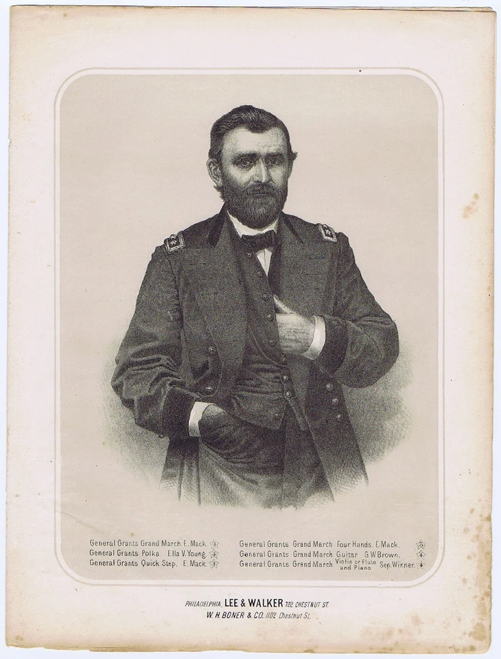 Full size General U.S. Grant tinted lithograph - 1862 - may be 1868 presidential - Image 1 of 1
