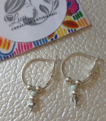  Orecchini a Cerchio di Perline Cristalli e acciaio  💙 LuaCreazioni 💙 - Immagine 1 di 4