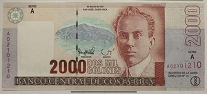 2000 COLONES 1997 BANCO CENTRAL DE COSTA RICA BANCONOTA CARTAMONETA SUD AMERICA - Picture 1 of 6