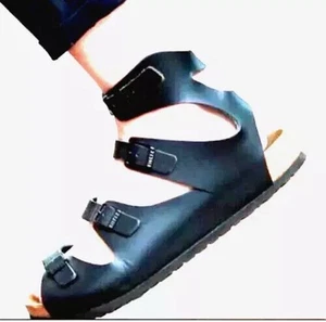 Athens Birkenstock Gladiator Sandals Shoes 37 Black Very Good Condition - Picture 1 of 9