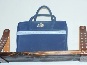 GREGG GIFT XL BIBLE CARRIER IN NAVY BLUE NYLON W/SATCHEL TOP HANDLES & BOOKMARK - Picture 1 of 18