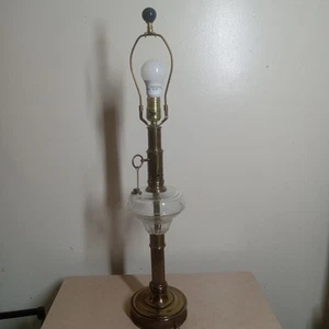 Vintage STIFFEL Brass And Glass Oil Reservoir Electric Table Lamp 29.5" Tall - Picture 1 of 12