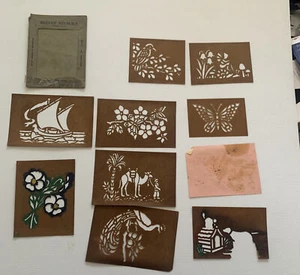 Vintage Reeves Stencil Cards Box 9 Stencils In Envelope 1920s Packet No 2 - Bild 1 von 14