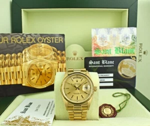 ROLEX 36mm 18kt Gold Day Date President Champagne Stick Model 18038 SANT BLANC - Picture 1 of 11