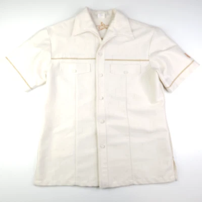 Iolani Hawaii Executive Vintage SS 2-Pocket Button Shirt Beige Men's Medium - Image 1 of 4
