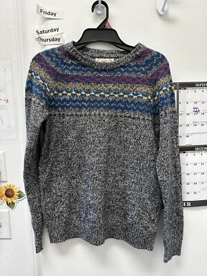 URBAN OUTFITTERS O'Hanlon Mills Unisex Gray Striped Pullover Wool Sweater Sz S - Image 1 of 4