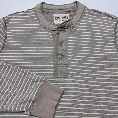 Camisa Eddie Bauer Para Hombres XL Gris Rayas Henley Térmica Exterior Senderismo Camping Caza Foto 1 de 4