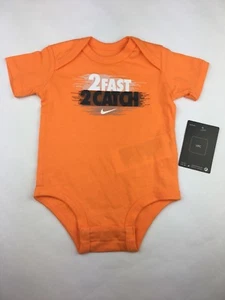 Nike Baby Size 9-12 Month One Piece Body Suit 2 Fast 2 Catch Orange New With Tag - Picture 1 of 3