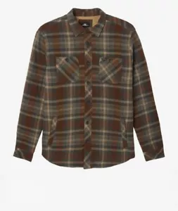 Chaqueta Camisa de Franela O'NEILL Redmond Sherpa - Pequeña - Marrón Bronceado a Cuadros, Nueva con Etiquetas - Imagen 1 de 3