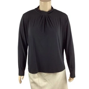 Susan Graver Mock Neck Top Size XL Black - Picture 1 of 7