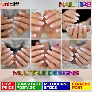 24Pcs Press On Nails Glue Gel On False Reusable Fake French Nail Tip Solid Color - Picture 1 of 93