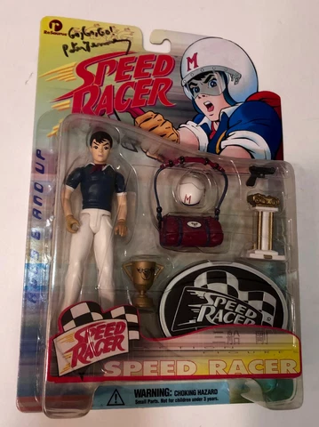 SPEED RACER series one figure MOC autographed by Peter Fernandez Resaurus anime Cover