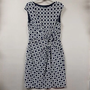 Lauren Ralph Lauren Womens Dress size 16  Slinky Stretch Blue White Twist Waist - Picture 1 of 8